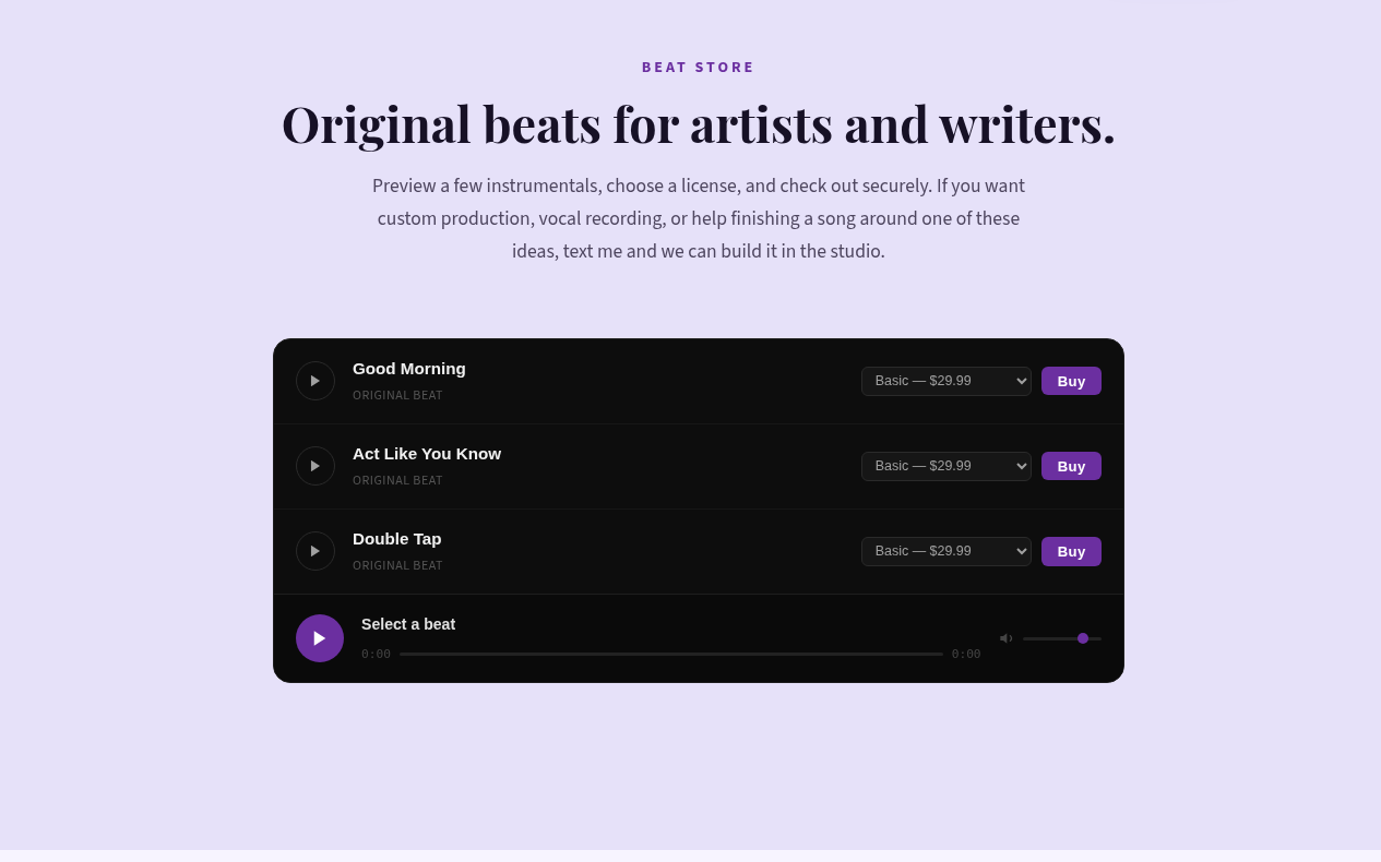 Beat marketplace player