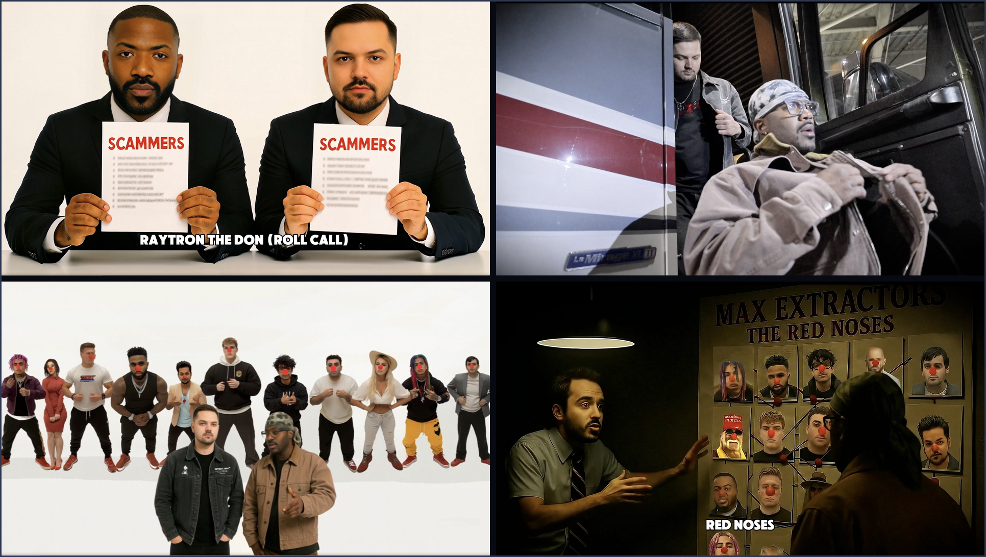 Four-panel Ray J Red Noses video proof montage