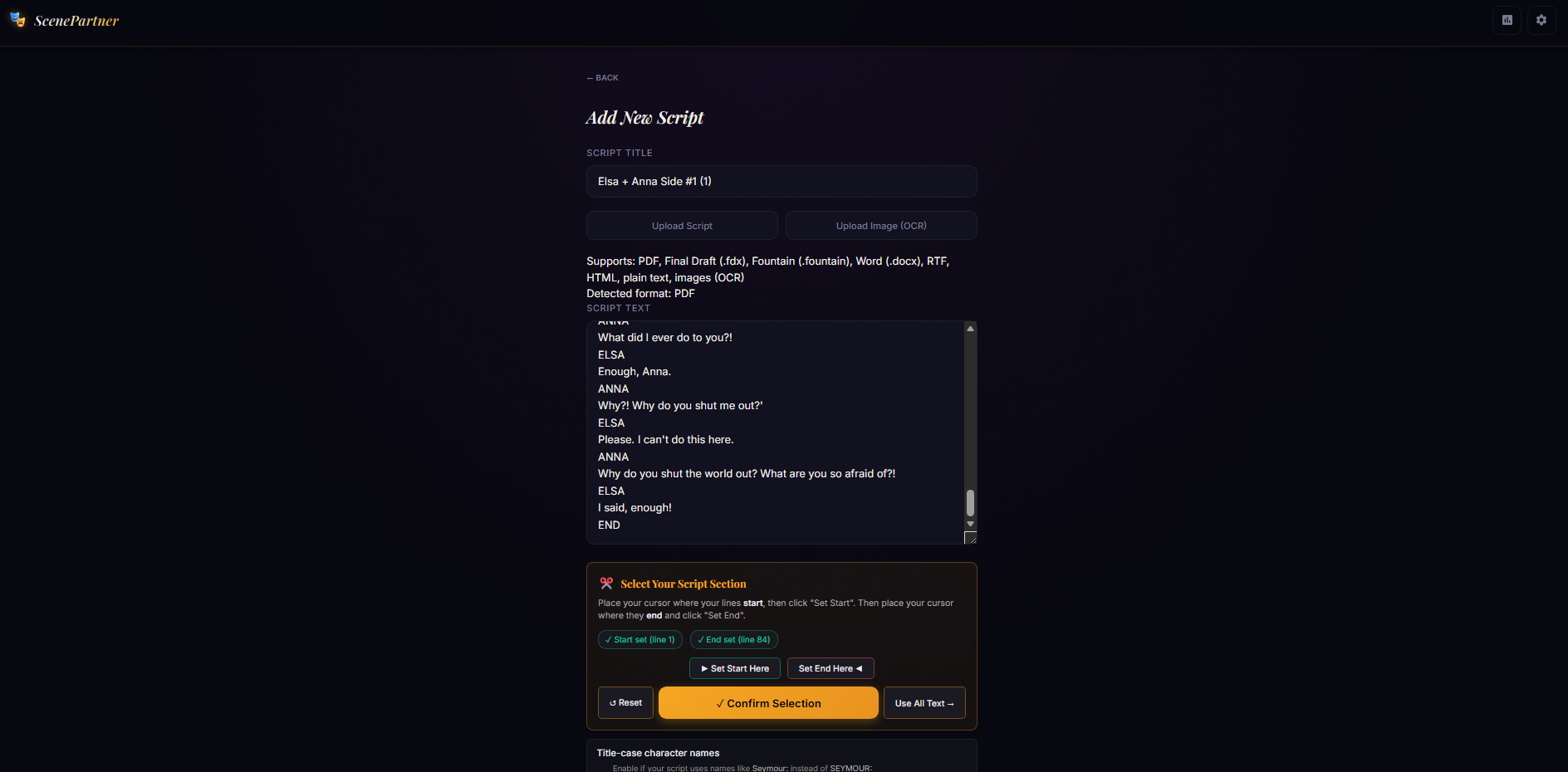 ScenePartner script import